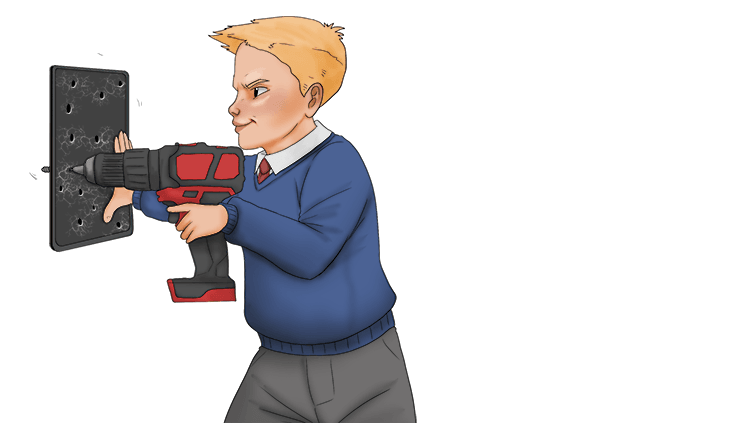 The pupil (pupil) drilled holes into his iPad (eye).